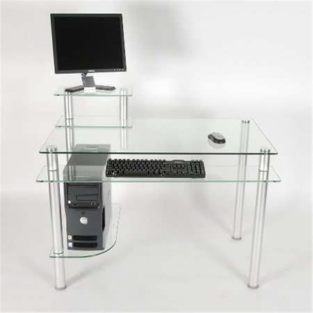 RTA HOME AND OFFICE RTA Home and Office CT-009 Clear Glass and Aluminum Computer Desk CT-009